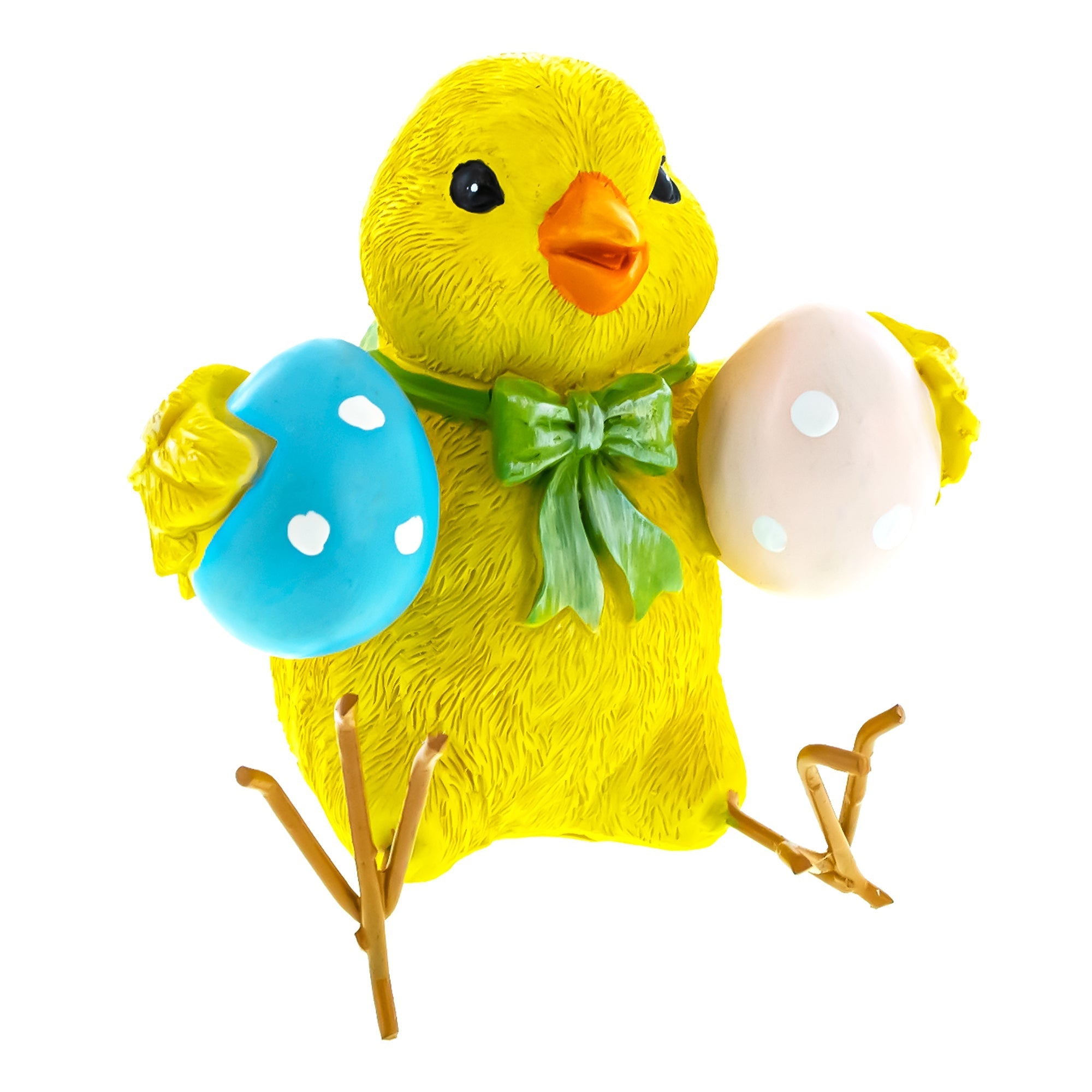 Cheerful Chick Holding Colorful Easter Polka Dot Eggs Figurine 3.2 Inches Tall Easter > Figurines La Vie Bien Cheerful Chick Holding Colorful Easter Polka Dot Eggs Figurine 3.2 Inches Tall