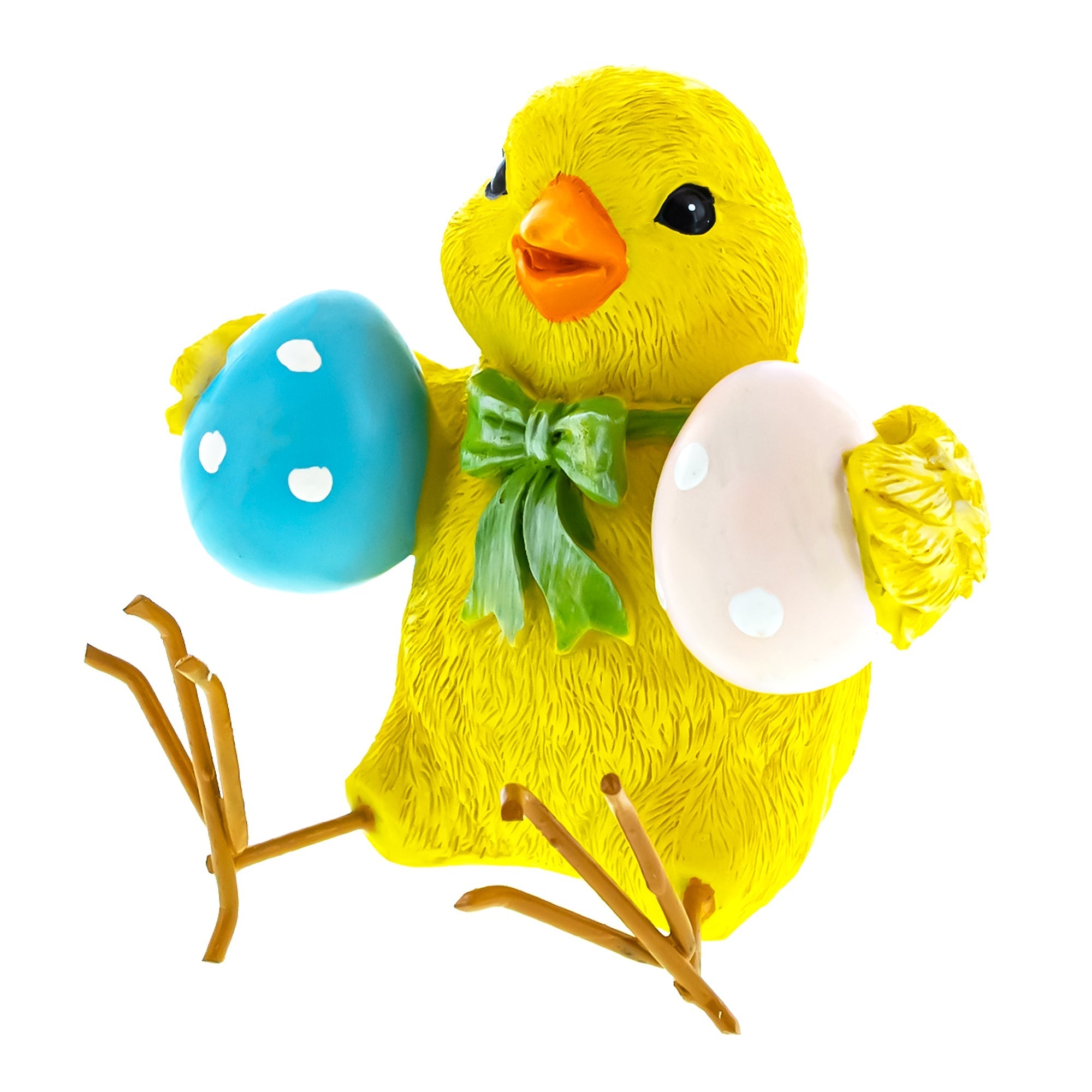 Cheerful Chick Holding Colorful Easter Polka Dot Eggs Figurine 3.2 Inches Tall Easter > Figurines La Vie Bien Cheerful Chick Holding Colorful Easter Polka Dot Eggs Figurine 3.2 Inches Tall