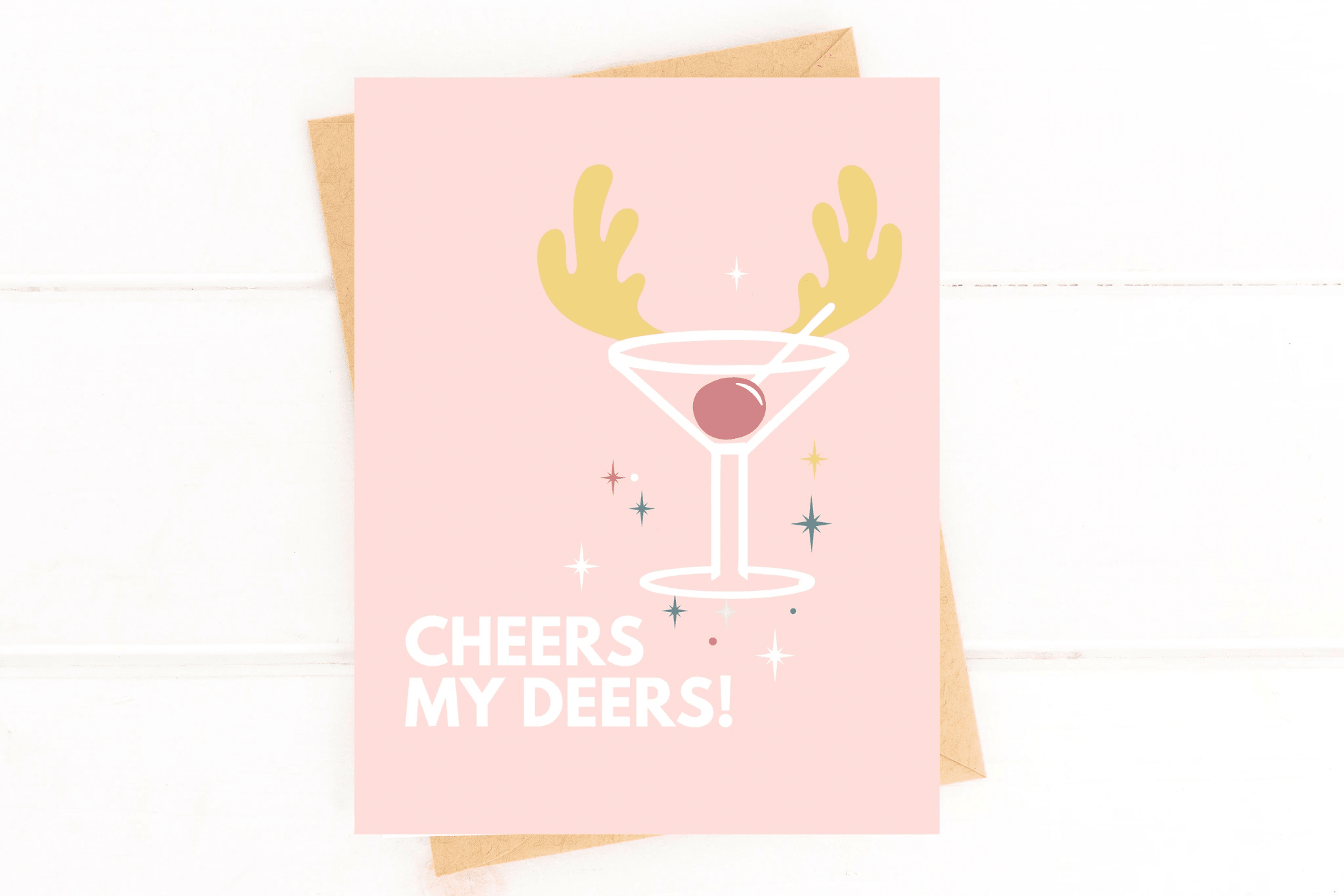 Cheers My Deers Cocktail Holiday Card by Five Dot Post