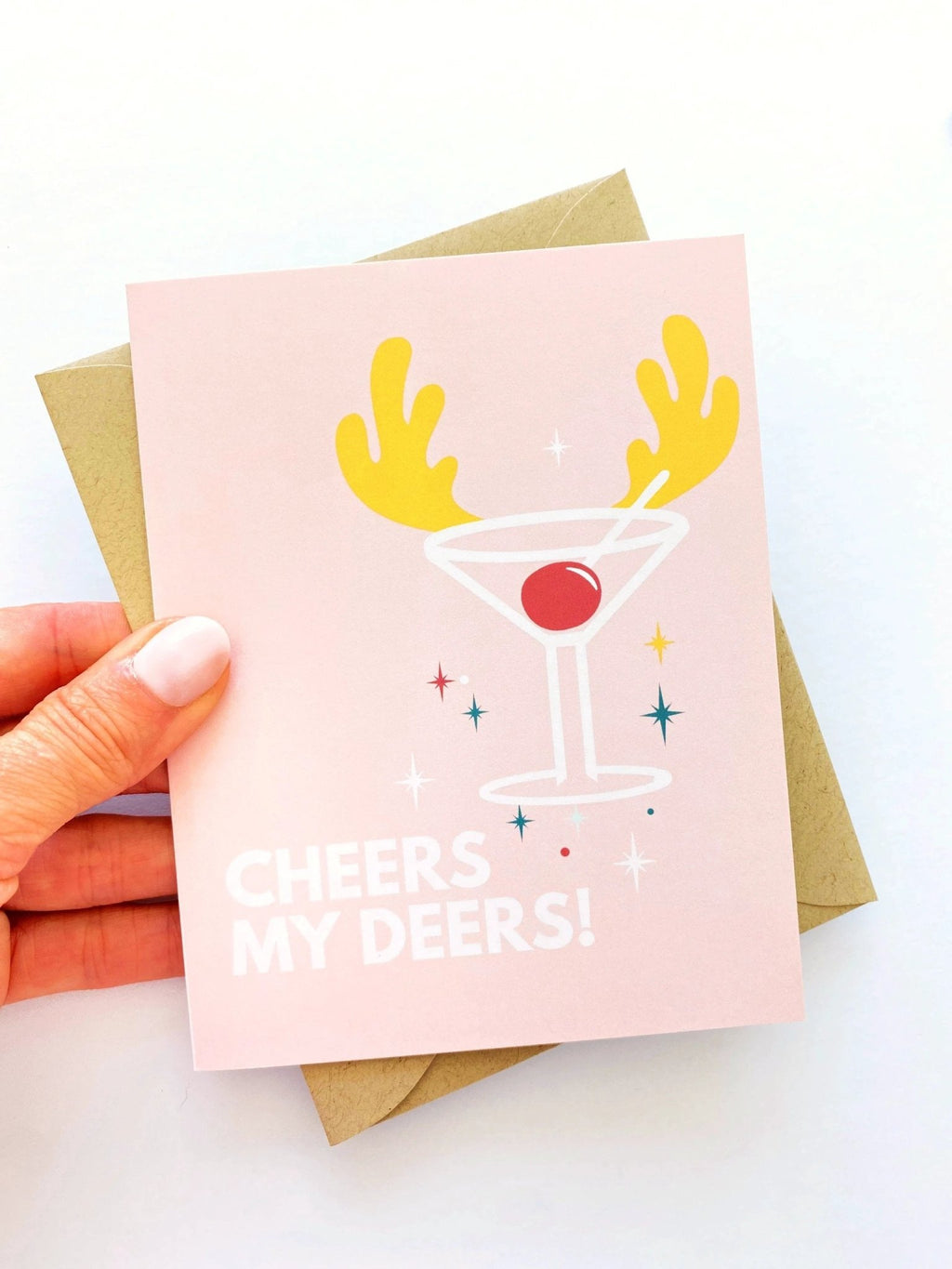 Cheers My Deers Cocktail Holiday Card by Five Dot Post