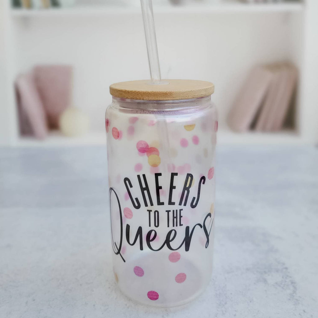 Cheers to the Queers Iridescent Glass Tumbler Drinkware La Vie Bien Cheers to the Queers Iridescent Glass Tumbler