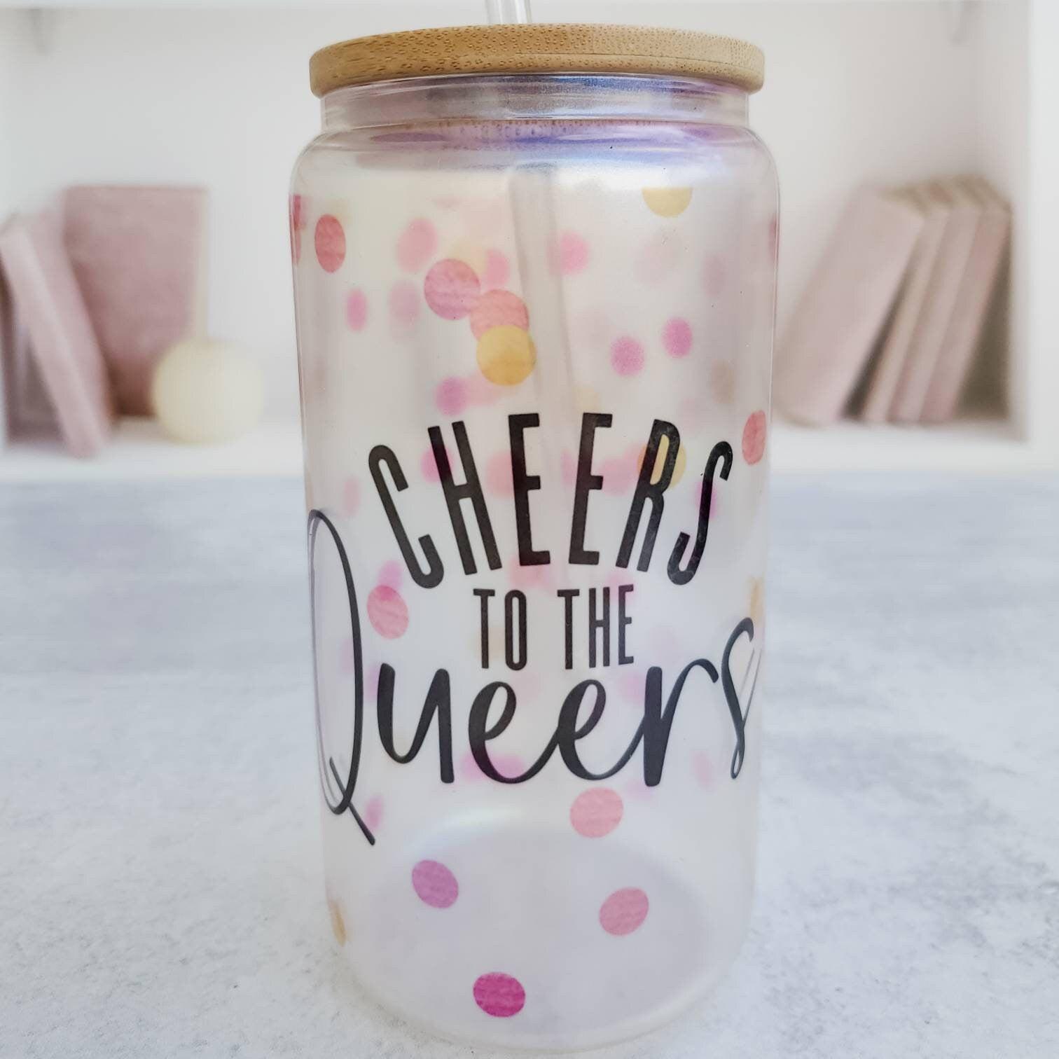 Cheers to the Queers Iridescent Glass Tumbler Drinkware La Vie Bien Cheers to the Queers Iridescent Glass Tumbler