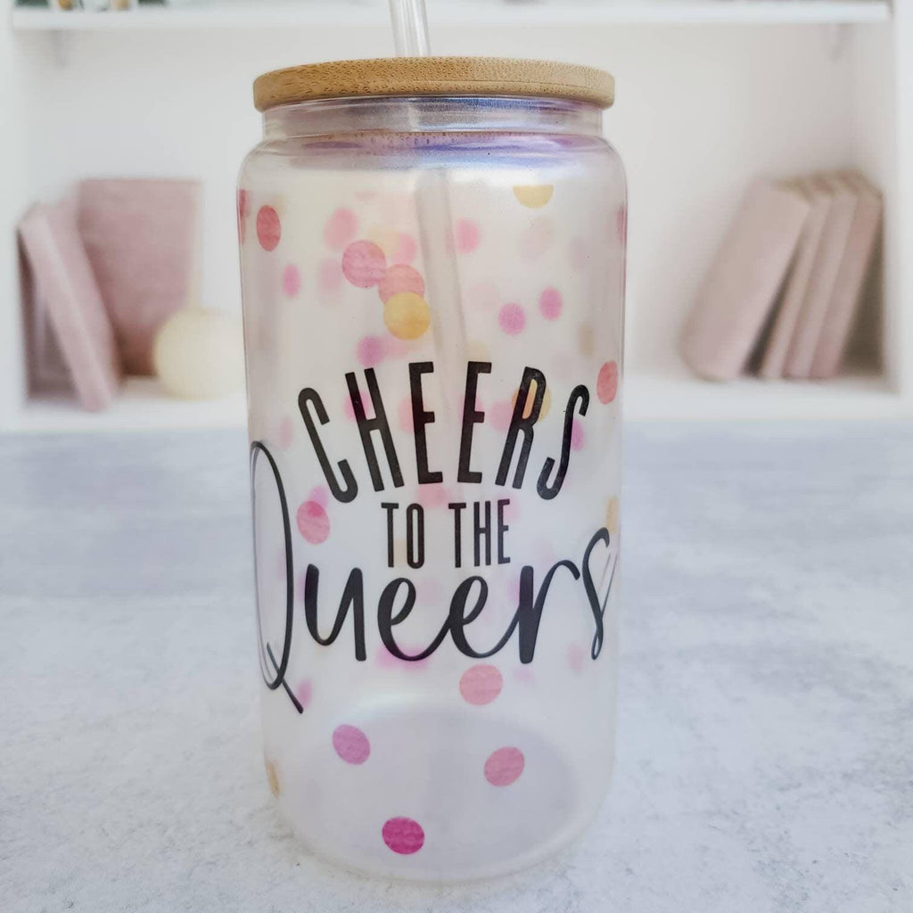 Cheers to the Queers Iridescent Glass Tumbler Drinkware La Vie Bien Cheers to the Queers Iridescent Glass Tumbler