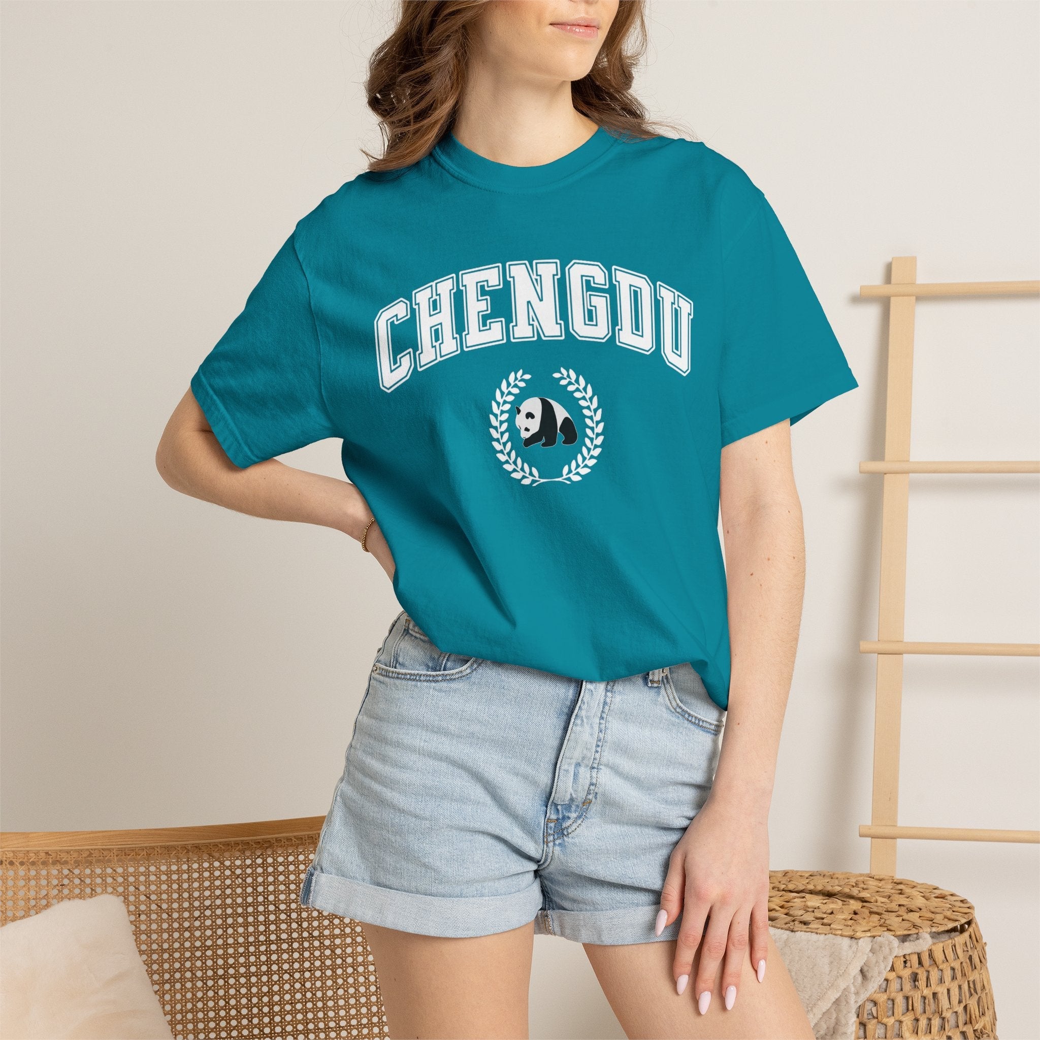 Chengdu Panda College-Style T-Shirt, Comfort Colors tee T-Shirt La Vie Bien Chengdu Panda College-Style T-Shirt, Comfort Colors tee