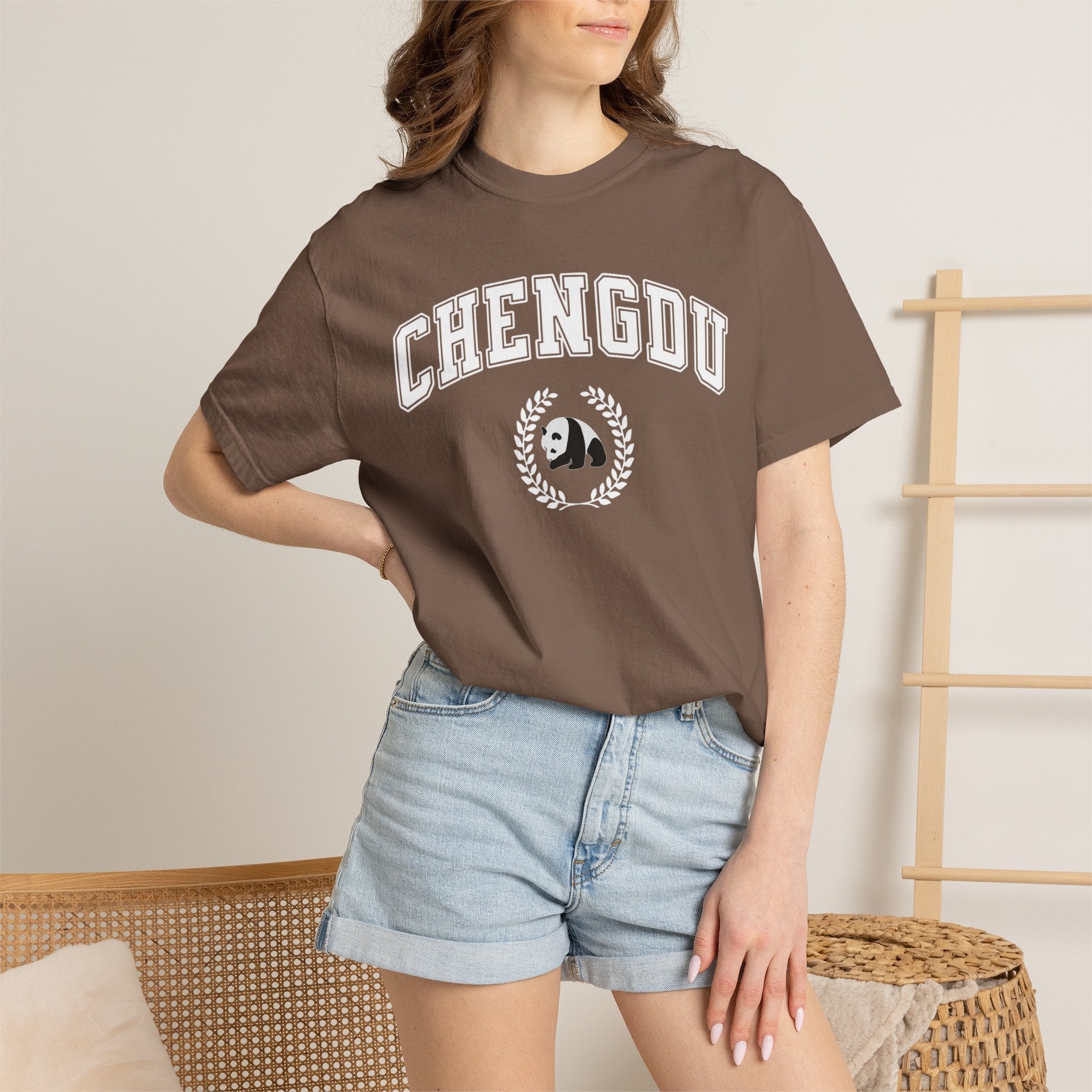 Chengdu Panda College-Style T-Shirt, Comfort Colors tee T-Shirt La Vie Bien Chengdu Panda College-Style T-Shirt, Comfort Colors tee