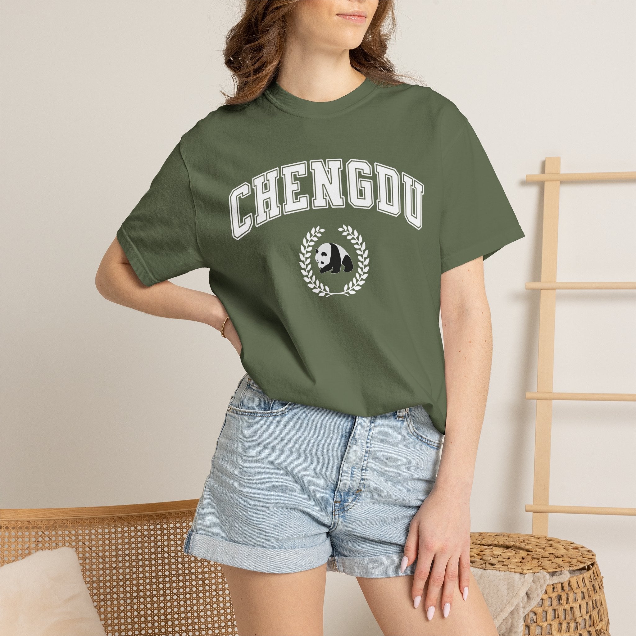 Chengdu Panda College-Style T-Shirt, Comfort Colors tee T-Shirt La Vie Bien Chengdu Panda College-Style T-Shirt, Comfort Colors tee