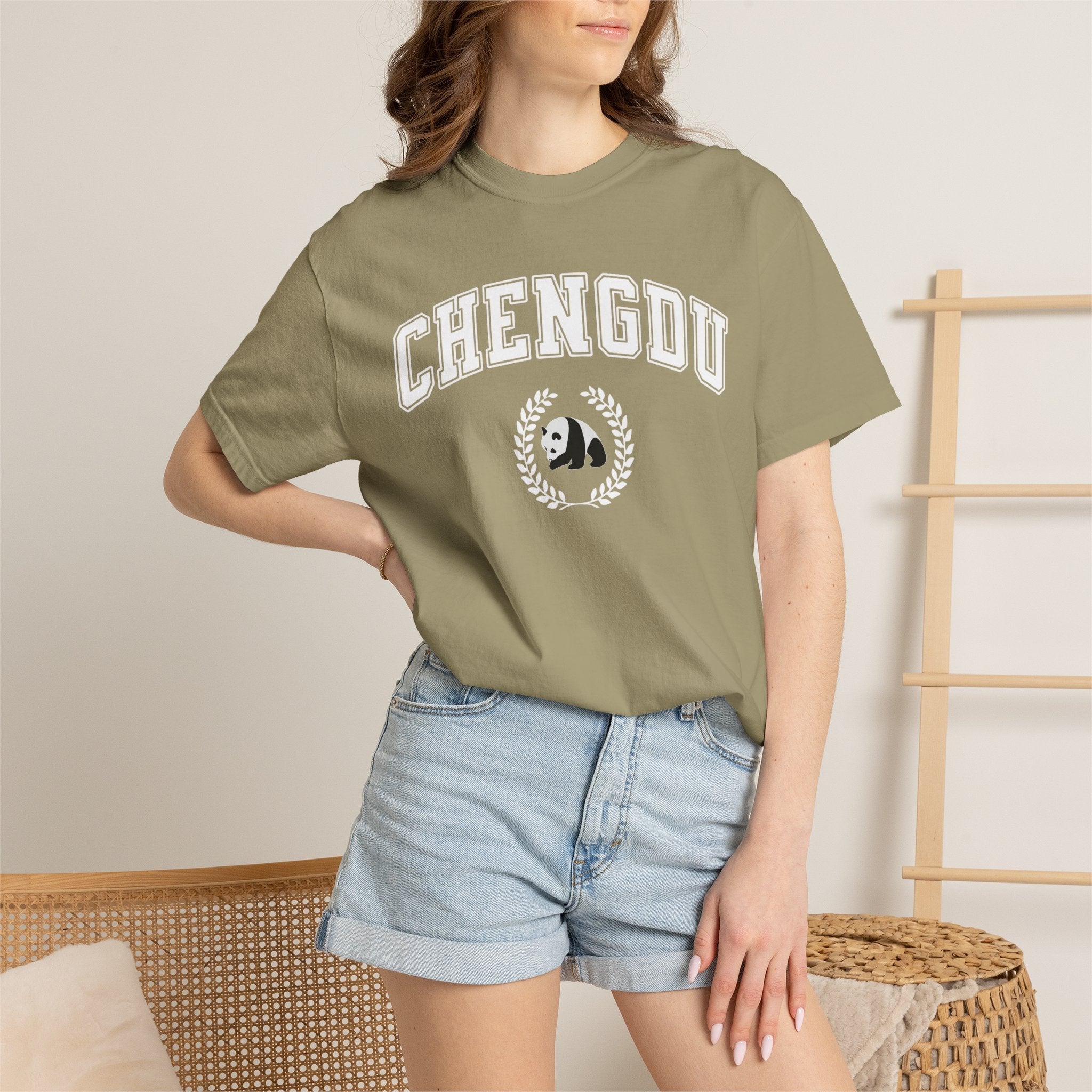 Chengdu Panda College-Style T-Shirt, Comfort Colors tee T-Shirt La Vie Bien Chengdu Panda College-Style T-Shirt, Comfort Colors tee