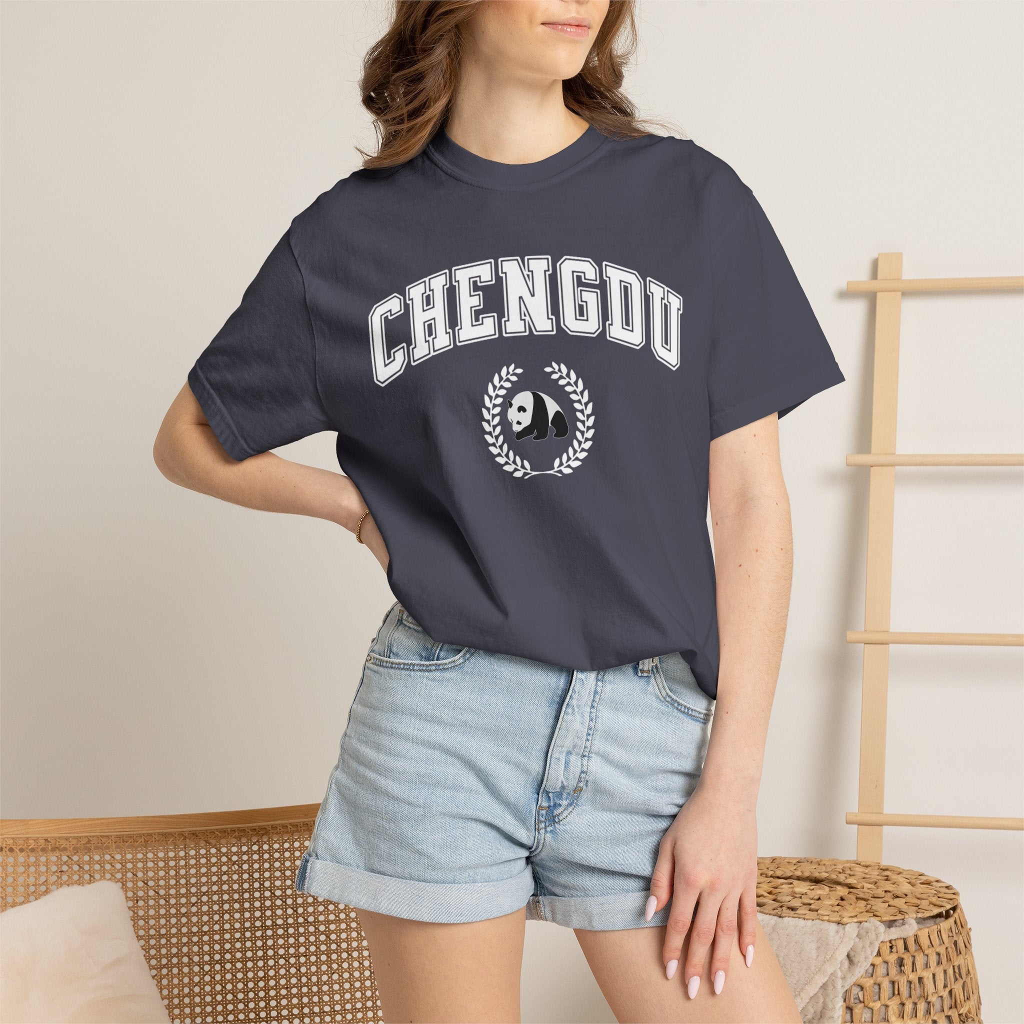 Chengdu Panda College-Style T-Shirt, Comfort Colors tee T-Shirt La Vie Bien Chengdu Panda College-Style T-Shirt, Comfort Colors tee