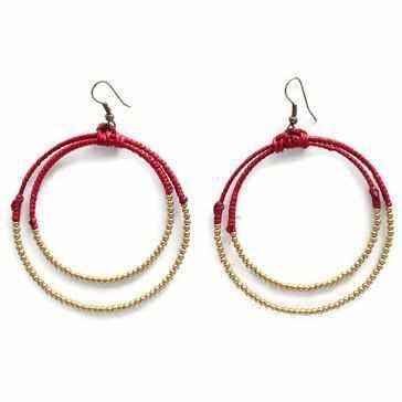 Cherish Brass Bead Hoop Earrings - Thailand Jewelry La Vie Bien Cherish Brass Bead Hoop Earrings - Thailand