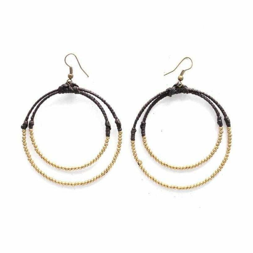 Cherish Brass Bead Hoop Earrings - Thailand Jewelry La Vie Bien Cherish Brass Bead Hoop Earrings - Thailand