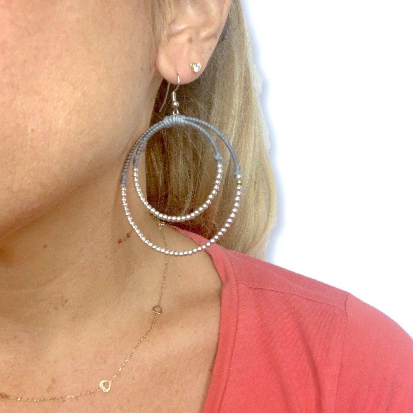 Cherish Brass Bead Hoop Earrings - Thailand Jewelry La Vie Bien Cherish Brass Bead Hoop Earrings - Thailand