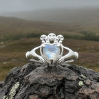 Cherish Moonstone Claddagh Ring in Sterling Silver Ring La Vie Bien Cherish Moonstone Claddagh Ring in Sterling Silver