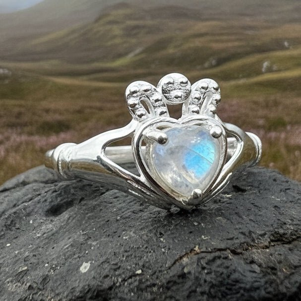 Cherish Moonstone Claddagh Ring in Sterling Silver Ring La Vie Bien Cherish Moonstone Claddagh Ring in Sterling Silver