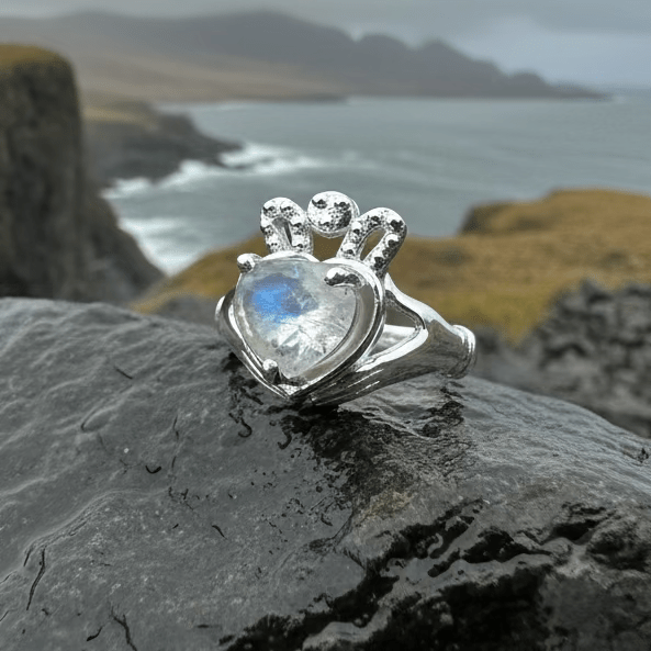 Cherish Moonstone Claddagh Ring in Sterling Silver Ring La Vie Bien Cherish Moonstone Claddagh Ring in Sterling Silver