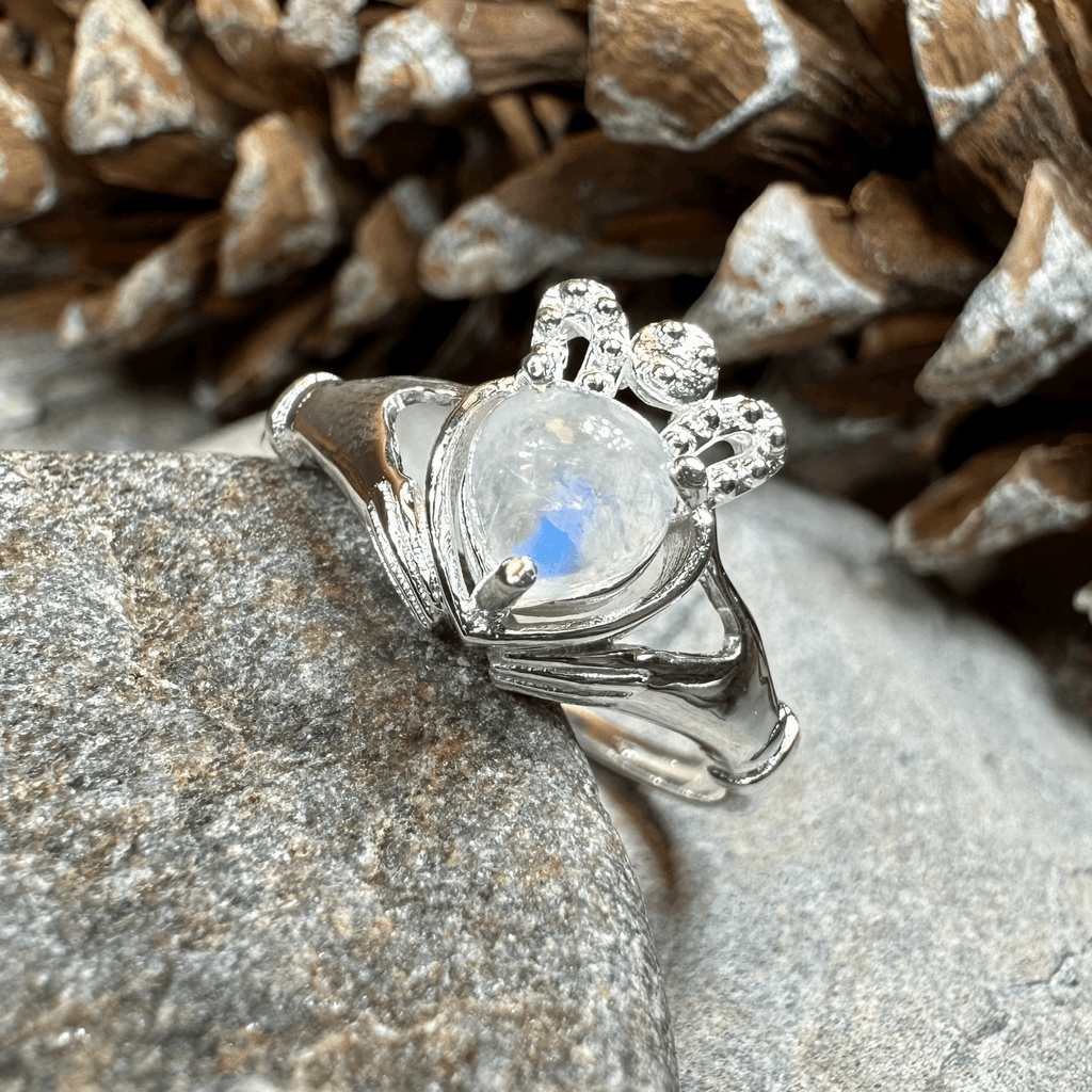 Cherish Moonstone Claddagh Ring in Sterling Silver Ring La Vie Bien Cherish Moonstone Claddagh Ring in Sterling Silver