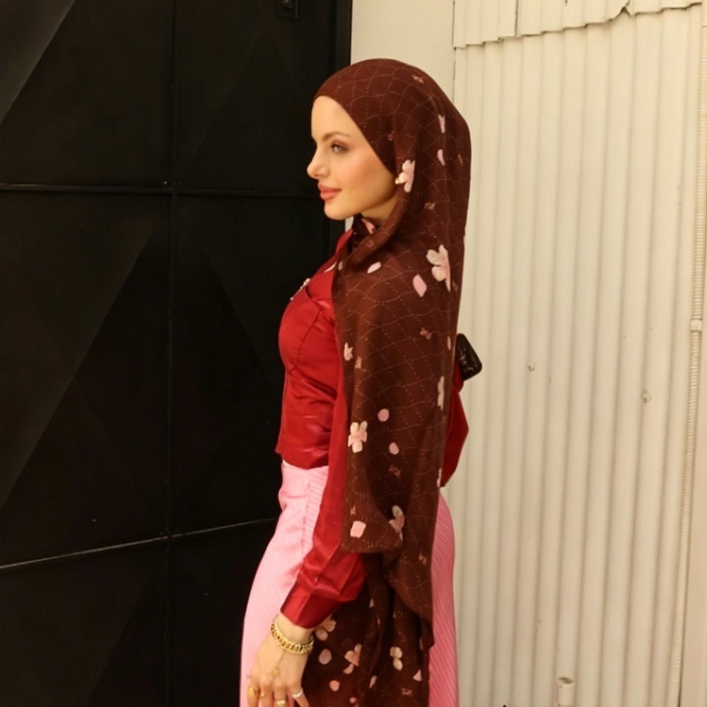 Cherry Blossom Print Hijab Scarf(MH241) La Vie Bien Cherry Blossom Print Hijab Scarf(MH241)
