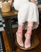 Cherry Blossom Sheer Crew Sock by Sock Candy