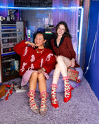 Cherry Bow Ruffle Sheer Crew Sock by Sock Candy