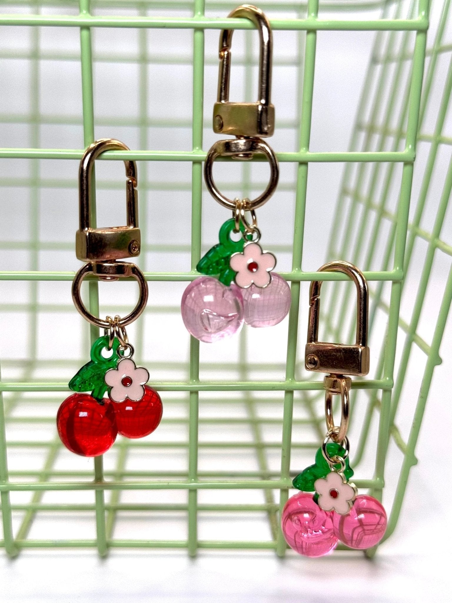 Cherry Flower Blossom Metal Keychain and Bag Charm by Why Begin