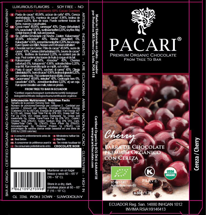 Cherry Organic Chocolate Bar Chocolate La Vie Bien Cherry Organic Chocolate Bar