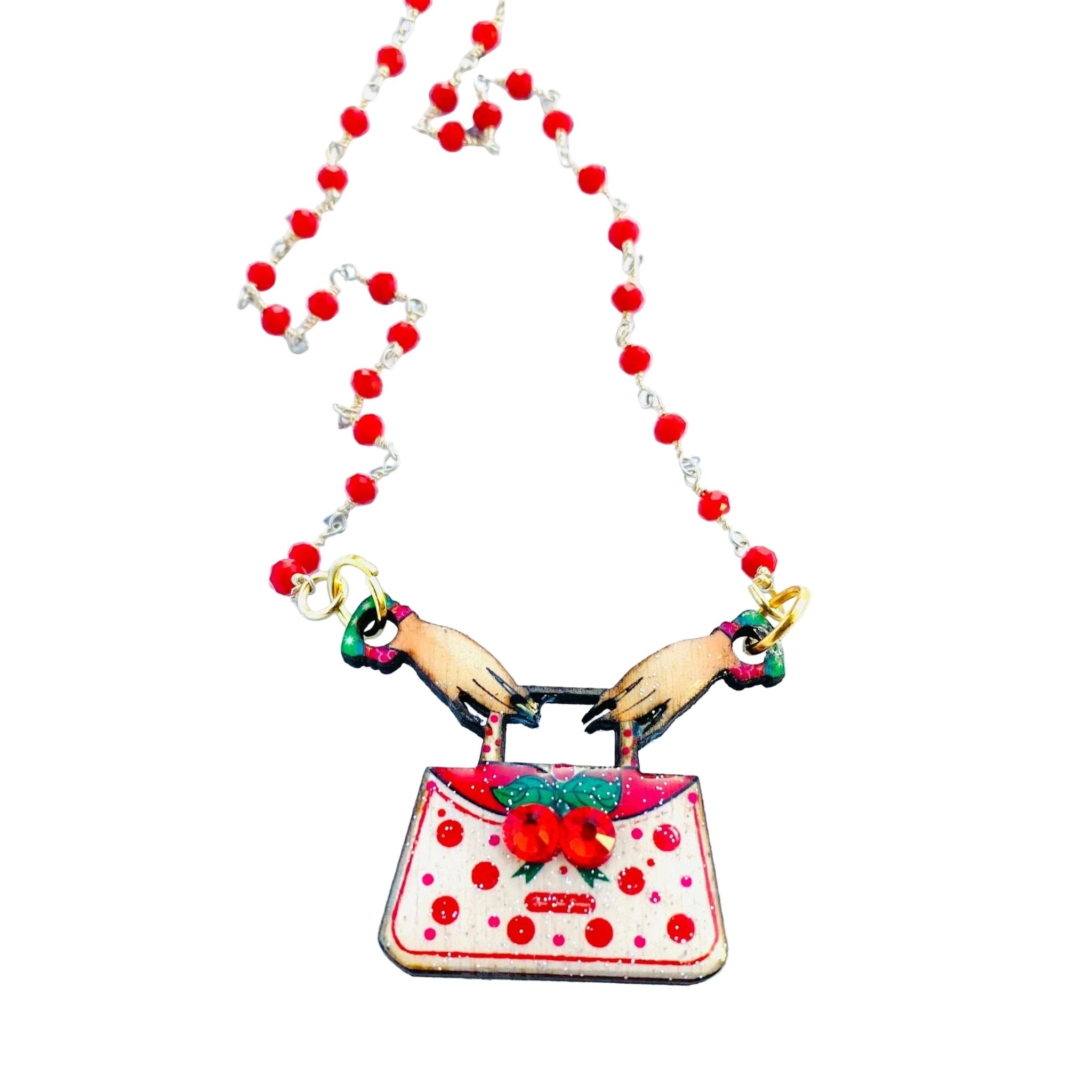 Cherry Retro Beaded Necklace by Rosie Rose Parker Necklaces La Vie Bien Cherry Retro Beaded Necklace by Rosie Rose Parker
