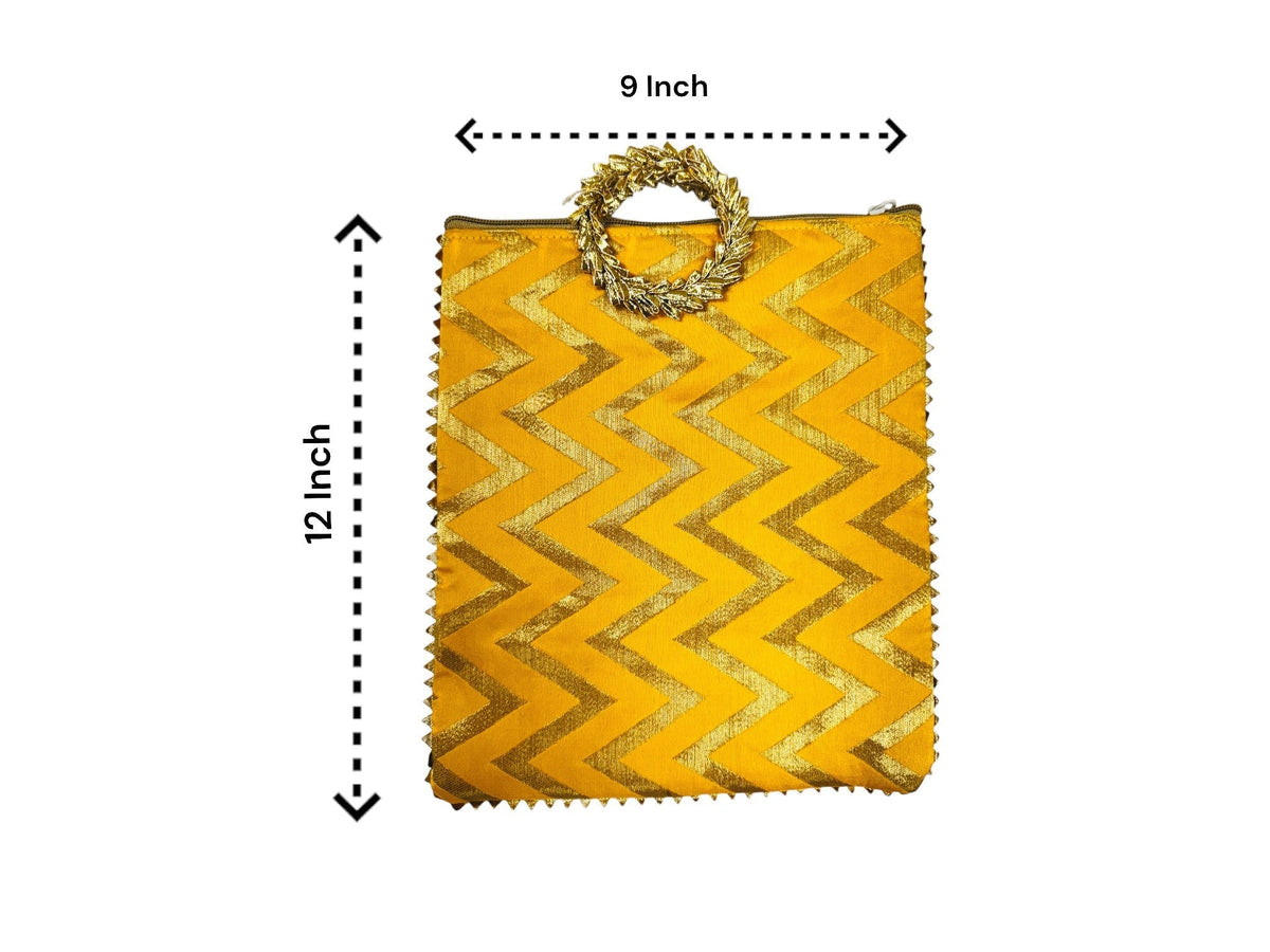 Chevron Print Silk Bags with Zipper & Round Handle, Set of 6 Traditional Gifts La Vie Bien Chevron Print Silk Bags with Zipper & Round Handle, Set of 6