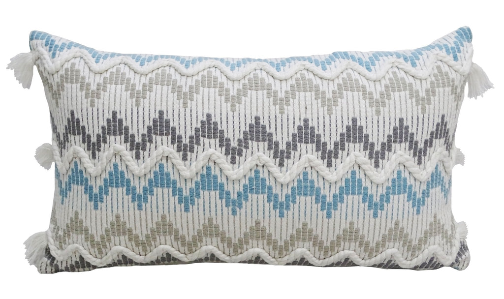 Chevron Throw Pillow for Sofa with Braid and Tassels 14"x24" Throw Pillow La Vie Bien Chevron Throw Pillow for Sofa with Braid and Tassels 14"x24"