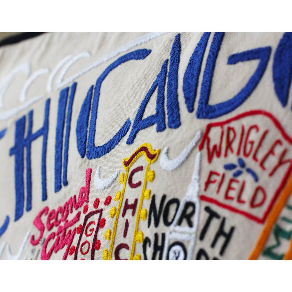 Chicago Hand - Embroidered Pillow by CatStudio Pillows La Vie Bien Chicago Hand - Embroidered Pillow by CatStudio