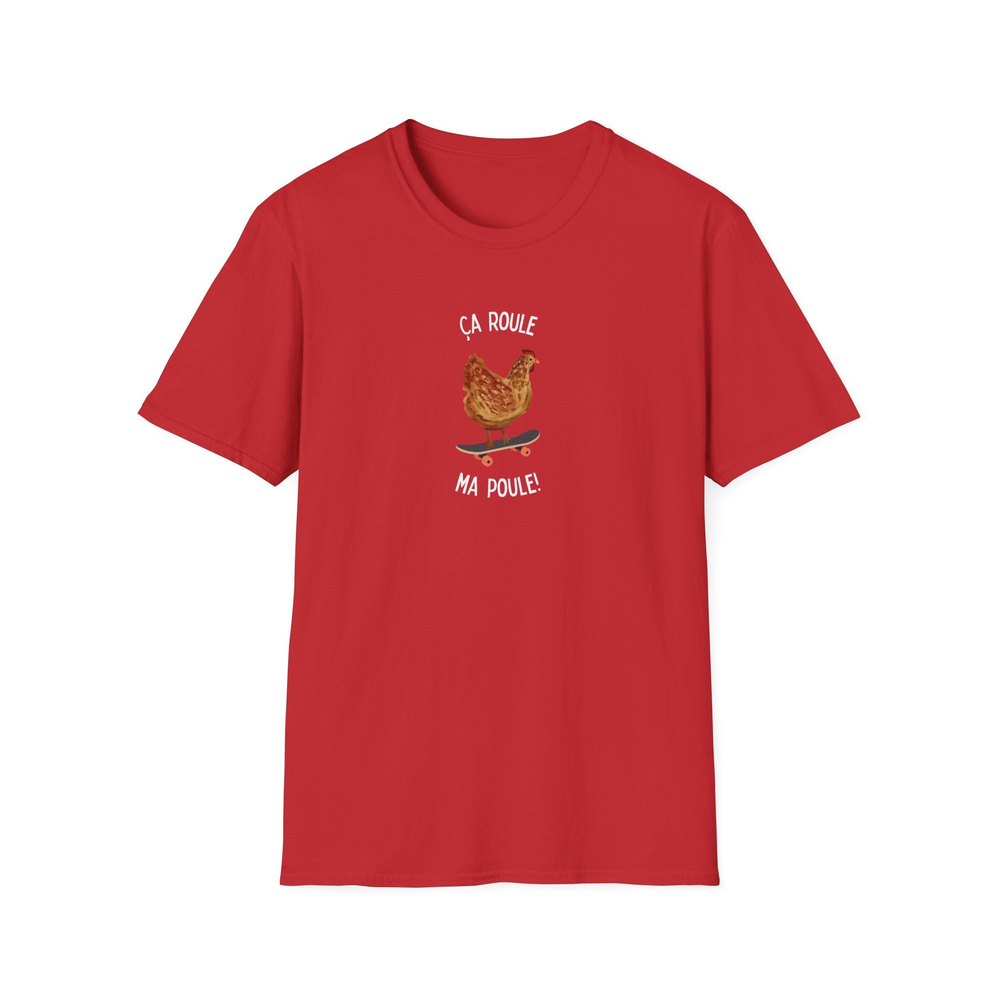 Chicken Skateboard T-Shirt — “Ça Roule Ma Poule” Funny French Hen Graphic Tee T-Shirt La Vie Bien Chicken Skateboard T-Shirt — “Ça Roule Ma Poule” Funny French Hen Graphic Tee