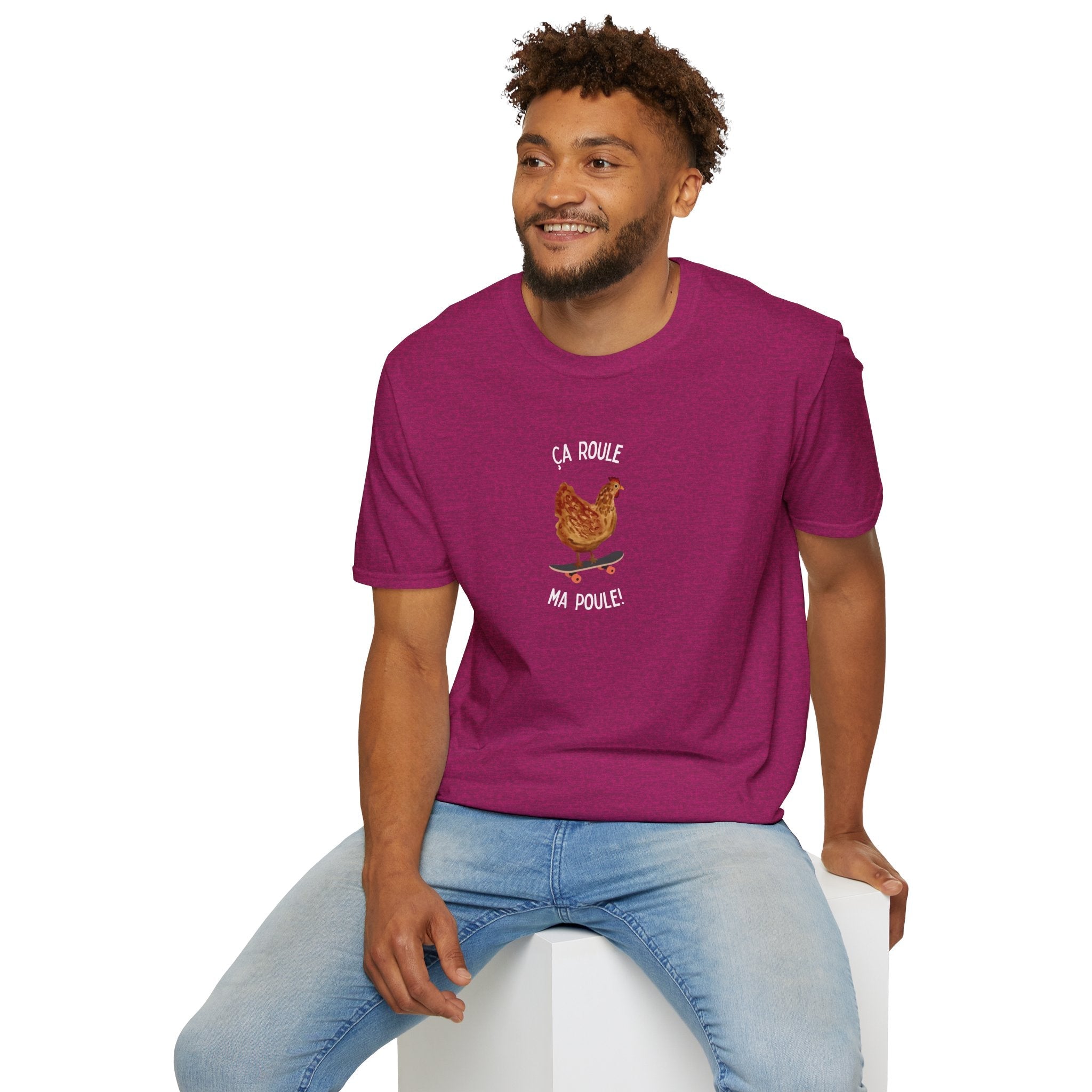 Chicken Skateboard T-Shirt — “Ça Roule Ma Poule” Funny French Hen Graphic Tee T-Shirt La Vie Bien Chicken Skateboard T-Shirt — “Ça Roule Ma Poule” Funny French Hen Graphic Tee
