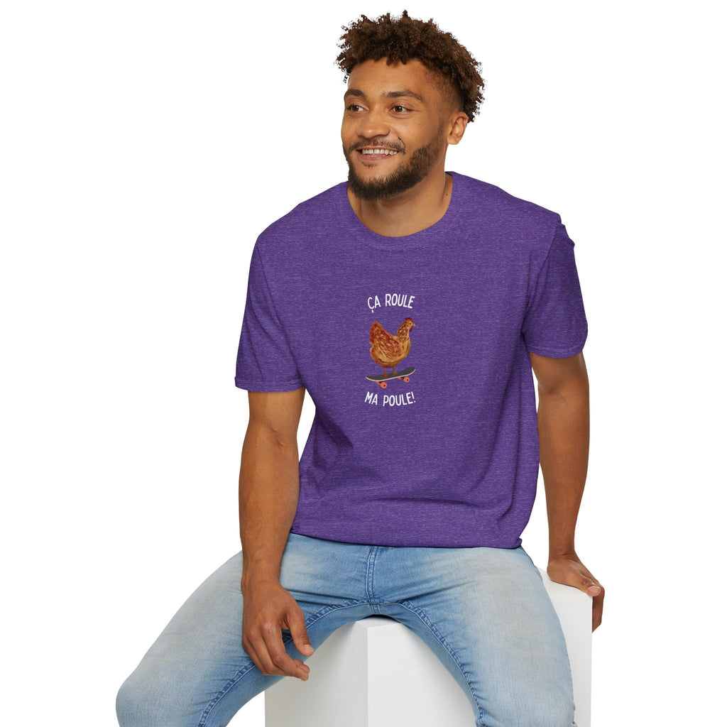 Chicken Skateboard T-Shirt — “Ça Roule Ma Poule” Funny French Hen Graphic Tee T-Shirt La Vie Bien Chicken Skateboard T-Shirt — “Ça Roule Ma Poule” Funny French Hen Graphic Tee