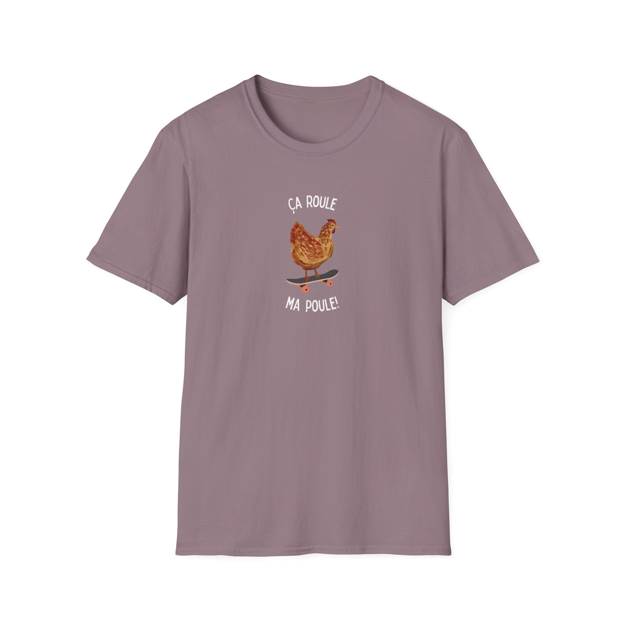 Chicken Skateboard T-Shirt — “Ça Roule Ma Poule” Funny French Hen Graphic Tee T-Shirt La Vie Bien Chicken Skateboard T-Shirt — “Ça Roule Ma Poule” Funny French Hen Graphic Tee