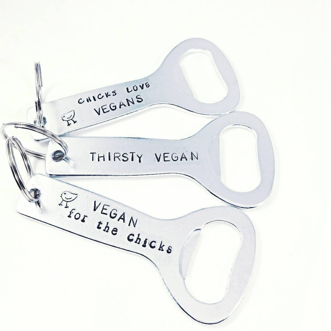 CHICKS DIG VEGANS Beer Bottle Opener For Him La Vie Bien CHICKS DIG VEGANS Beer Bottle Opener