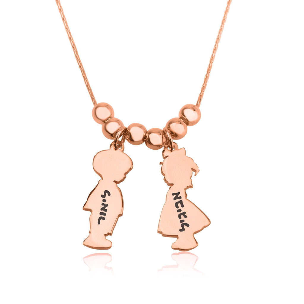 Children Charms Necklace with Hebrew Name Engraved La Vie Bien Children Charms Necklace with Hebrew Name Engraved