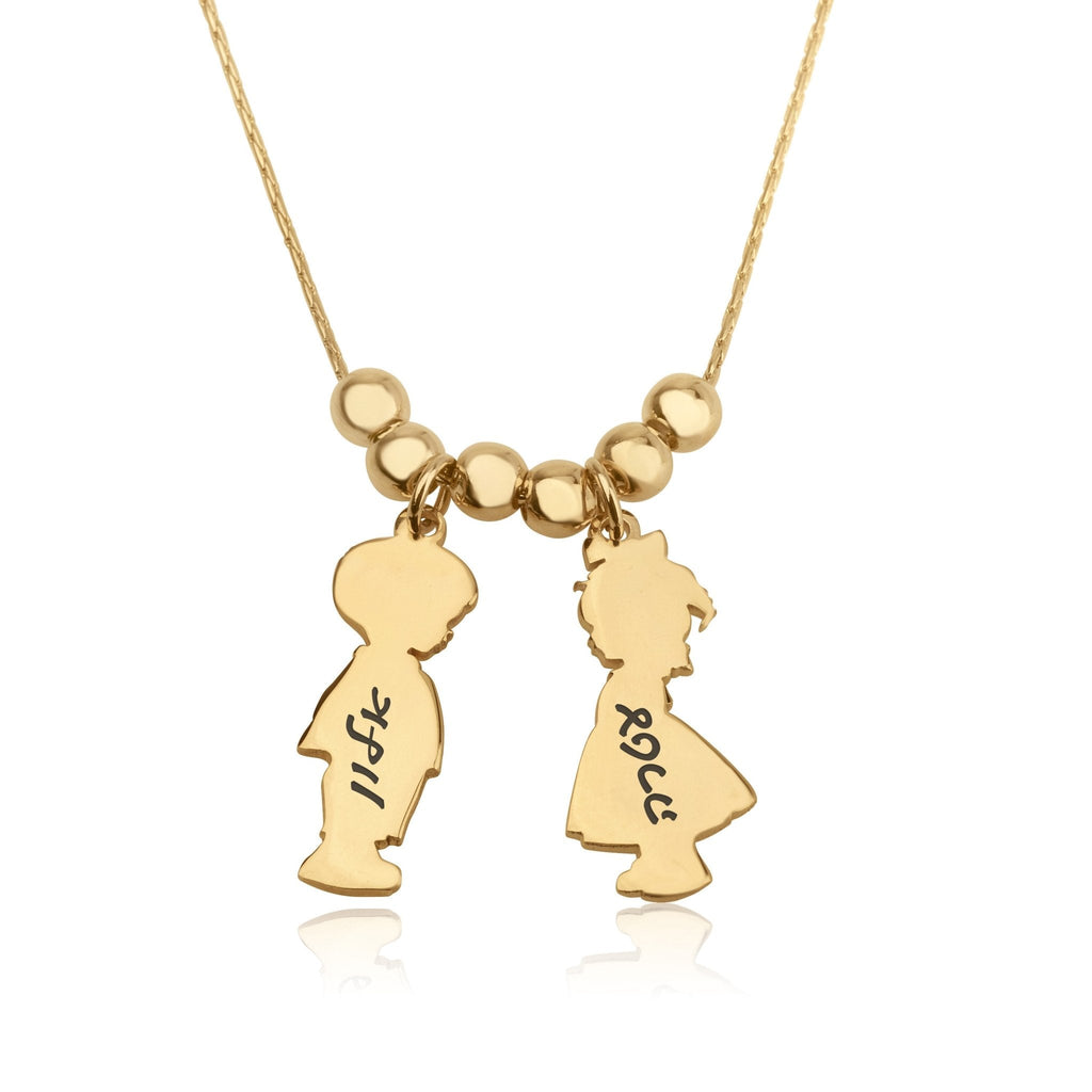 Children Charms Necklace with Hebrew Name Engraved La Vie Bien Children Charms Necklace with Hebrew Name Engraved
