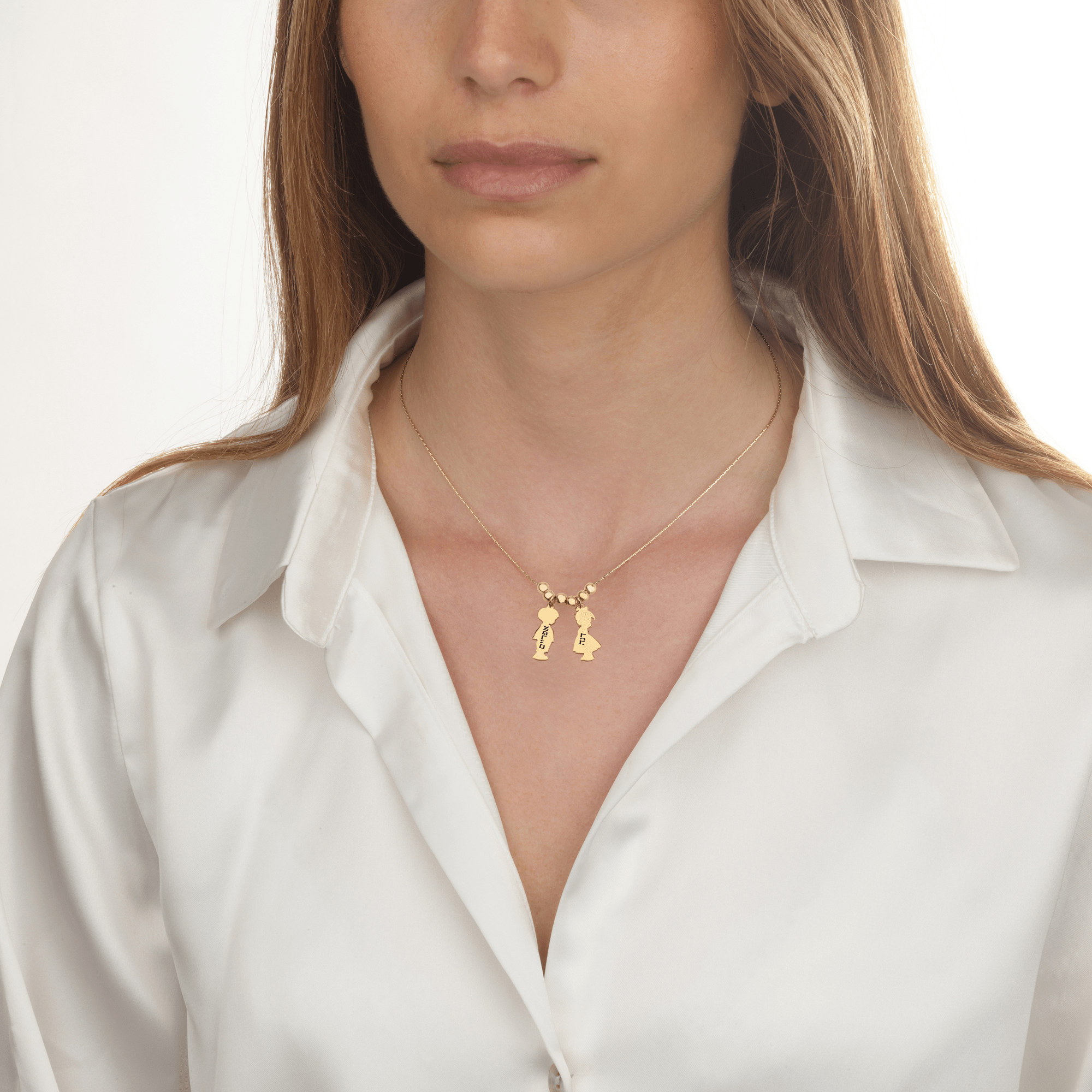 Children Charms Necklace with Hebrew Name Engraved La Vie Bien Children Charms Necklace with Hebrew Name Engraved