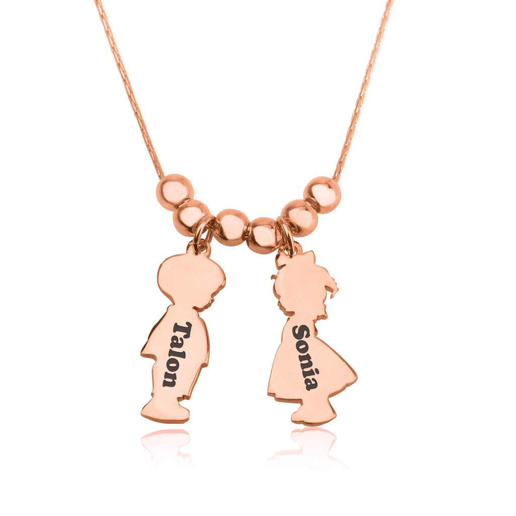 Children Charms Necklace with Name Engraved La Vie Bien Children Charms Necklace with Name Engraved