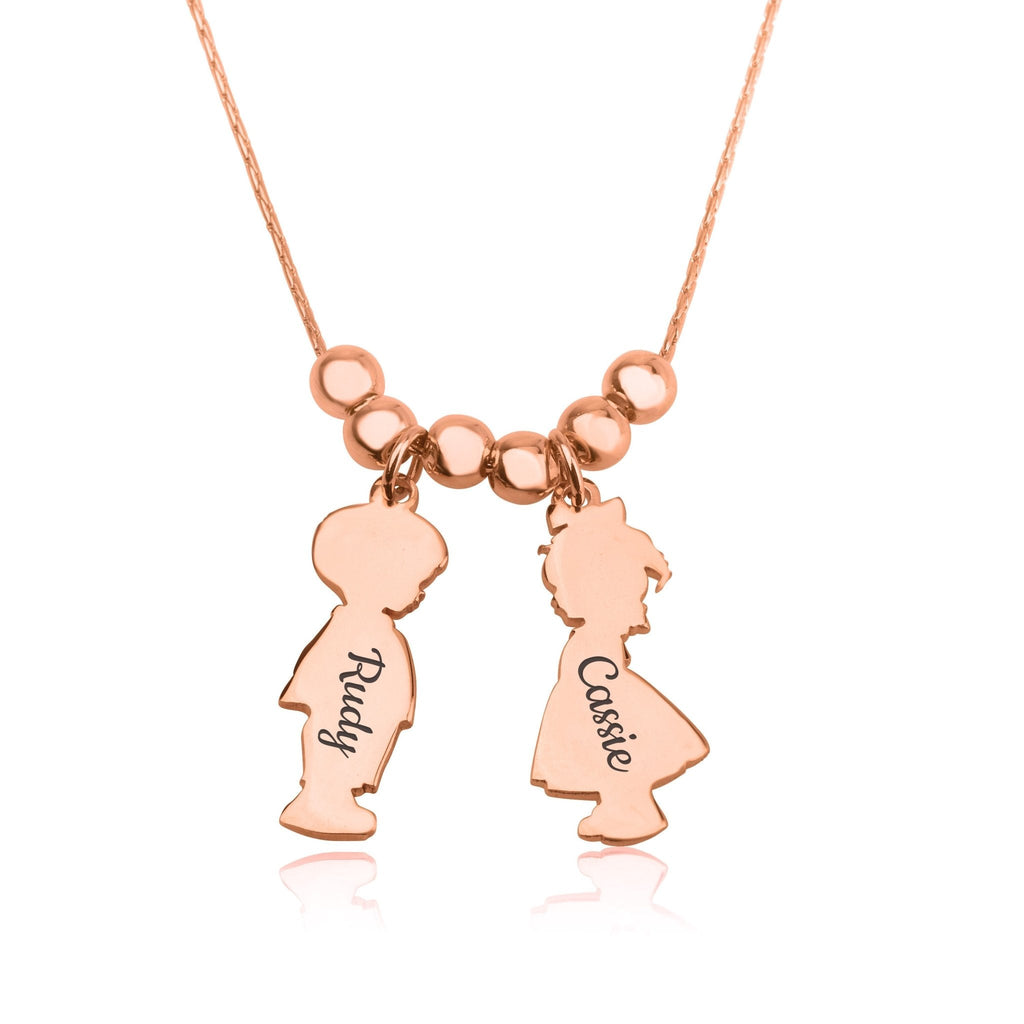 Children Charms Necklace with Name Engraved La Vie Bien Children Charms Necklace with Name Engraved