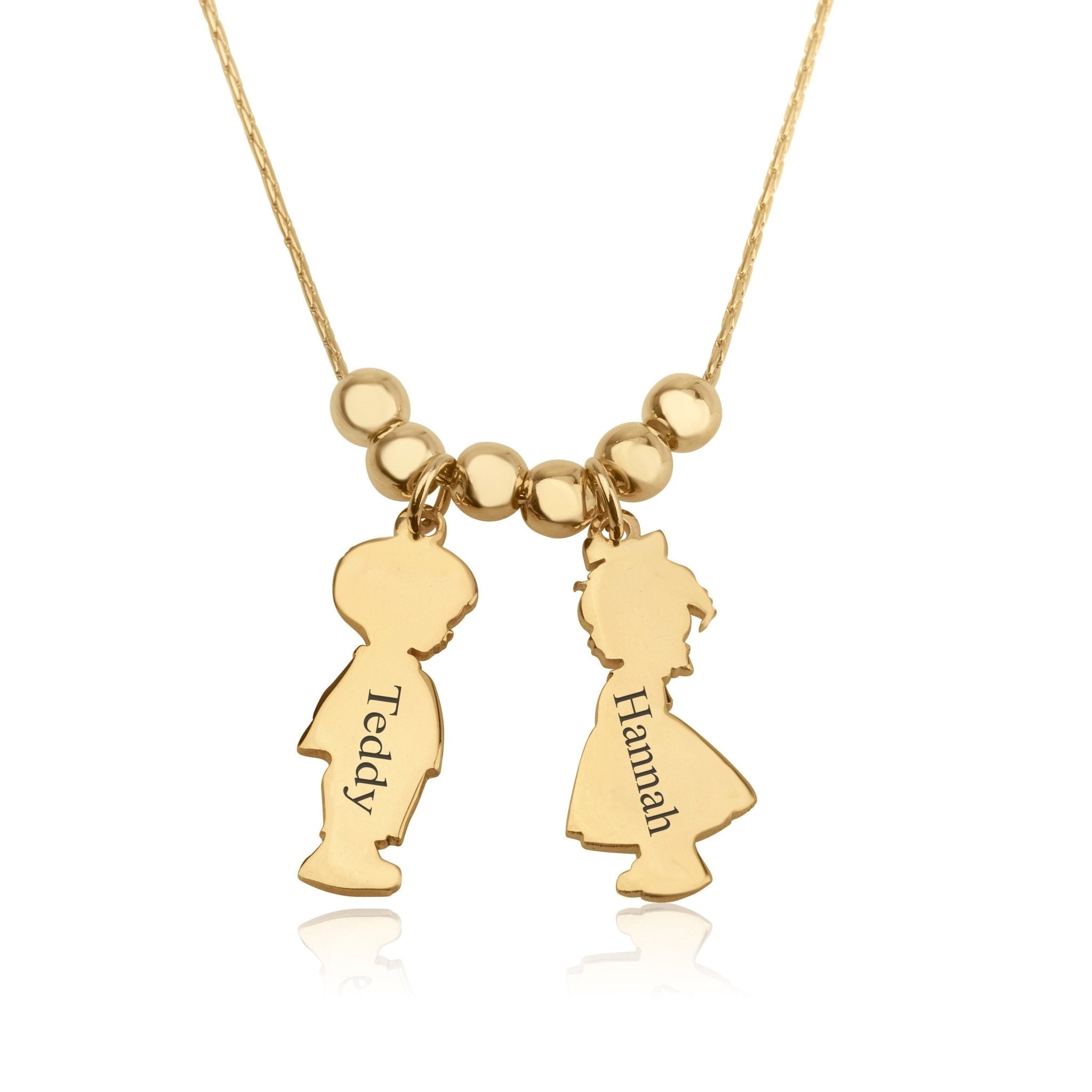 Children Charms Necklace with Name Engraved La Vie Bien Children Charms Necklace with Name Engraved