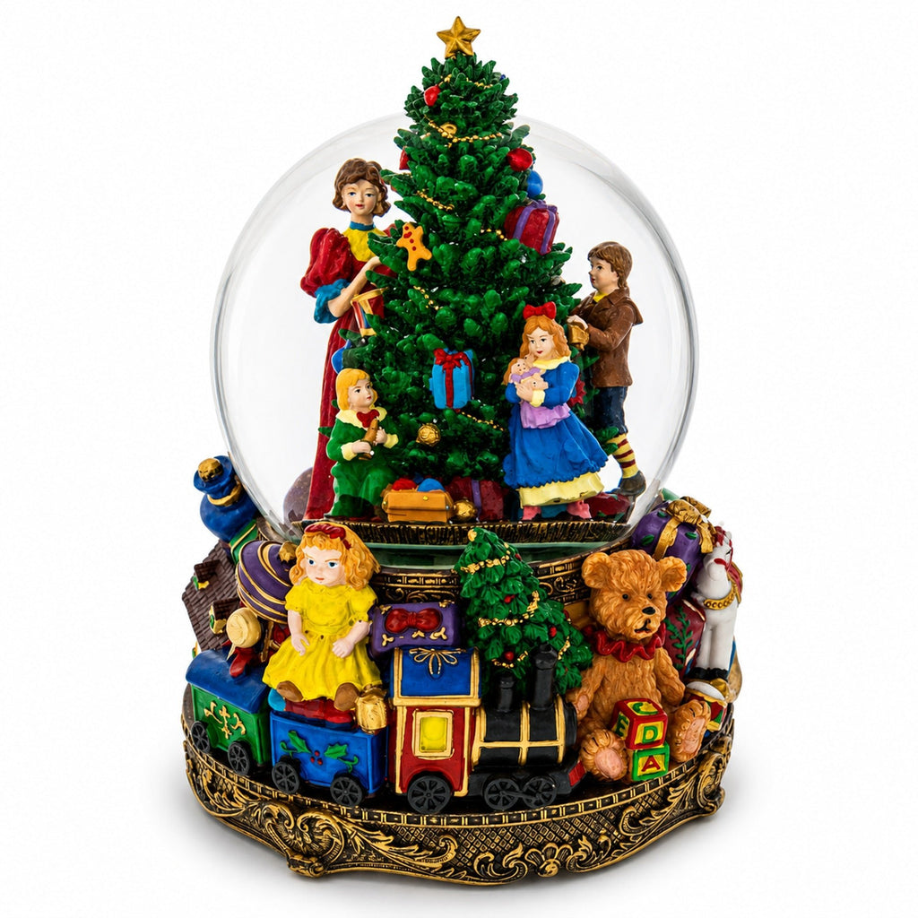 Children Decorating Tree LED Musical Water Snow Globe Snow Globes > Santa La Vie Bien Children Decorating Tree LED Musical Water Snow Globe