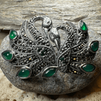 Children of Lir Marcasite Swan Brooch in Sterling Silver Brooch La Vie Bien Children of Lir Marcasite Swan Brooch in Sterling Silver