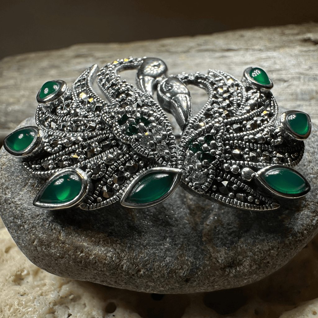Children of Lir Marcasite Swan Brooch in Sterling Silver Brooch La Vie Bien Children of Lir Marcasite Swan Brooch in Sterling Silver