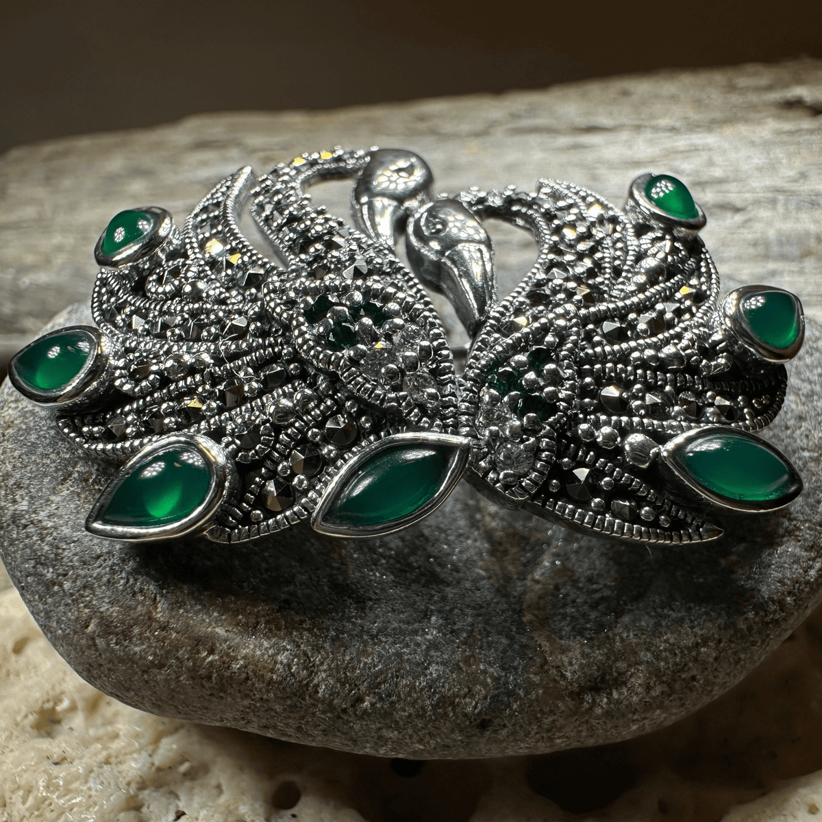 Children of Lir Marcasite Swan Brooch in Sterling Silver Brooch La Vie Bien Children of Lir Marcasite Swan Brooch in Sterling Silver