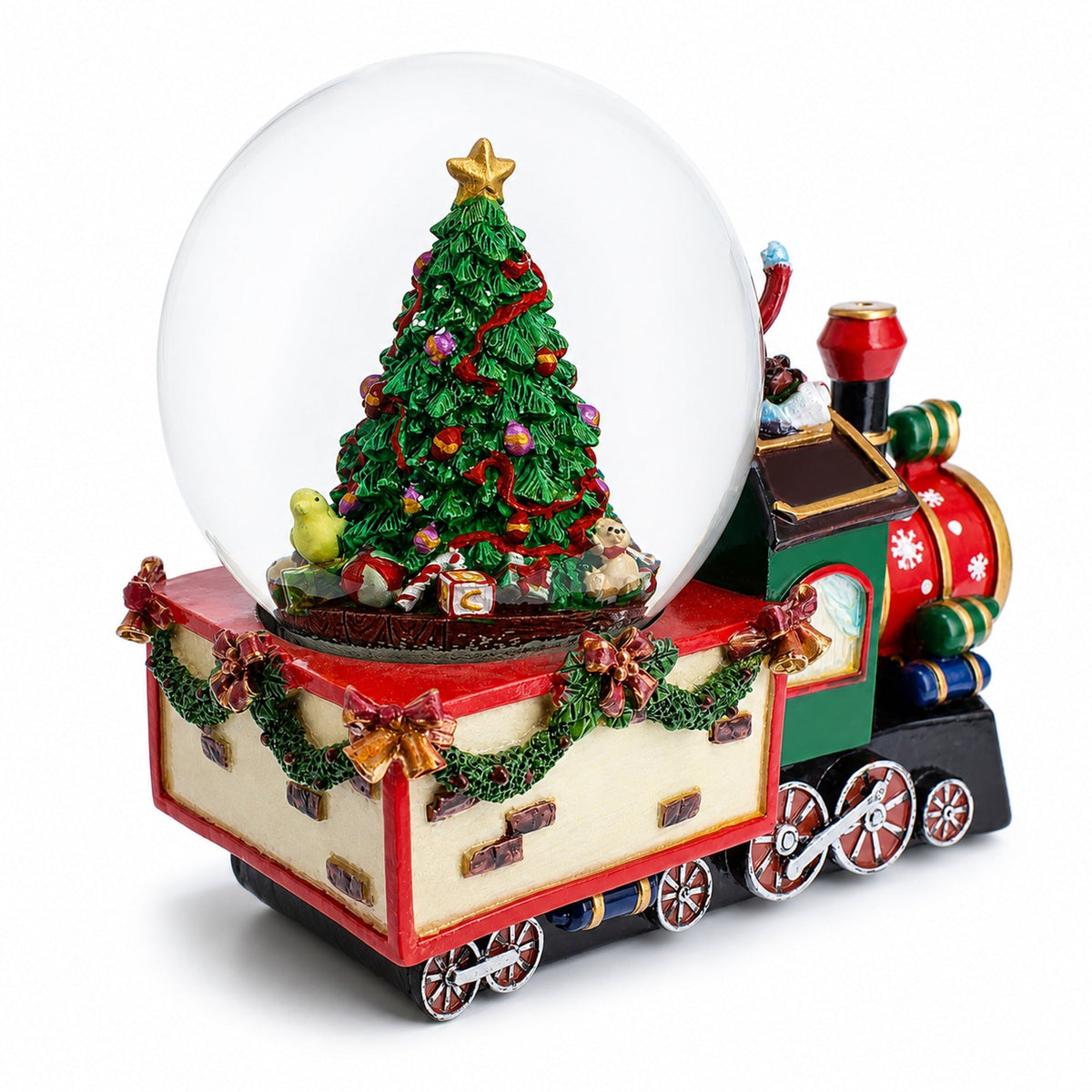 Children Riding Train Musical Christmas Water Snow Globe Snow Globes > Trains > Musical Figurines La Vie Bien Children Riding Train Musical Christmas Water Snow Globe