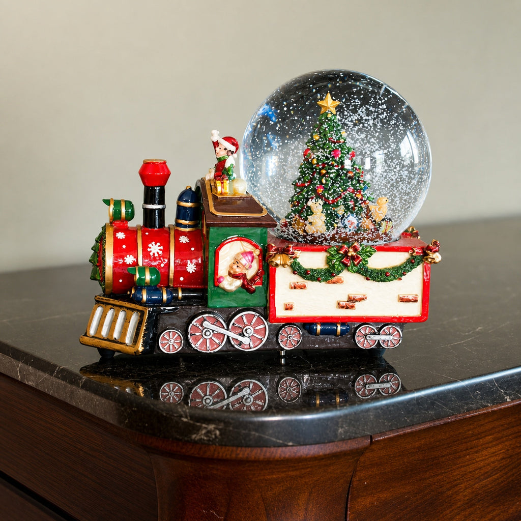 Children Riding Train Musical Christmas Water Snow Globe Snow Globes > Trains > Musical Figurines La Vie Bien Children Riding Train Musical Christmas Water Snow Globe
