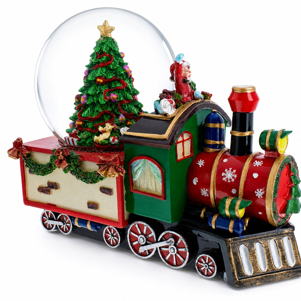 Children Riding Train Musical Christmas Water Snow Globe Snow Globes > Trains > Musical Figurines La Vie Bien Children Riding Train Musical Christmas Water Snow Globe