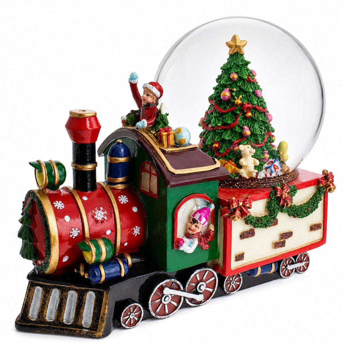 Children Riding Train Musical Christmas Water Snow Globe Snow Globes > Trains > Musical Figurines La Vie Bien Children Riding Train Musical Christmas Water Snow Globe