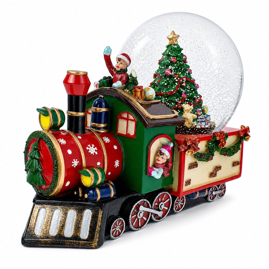 Children Riding Train Musical Christmas Water Snow Globe Snow Globes > Trains > Musical Figurines La Vie Bien Children Riding Train Musical Christmas Water Snow Globe