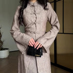 Chinese Frog Button Stand Collar Top & Wide-Leg Maxi Skirt Co-ord Set(MS483)