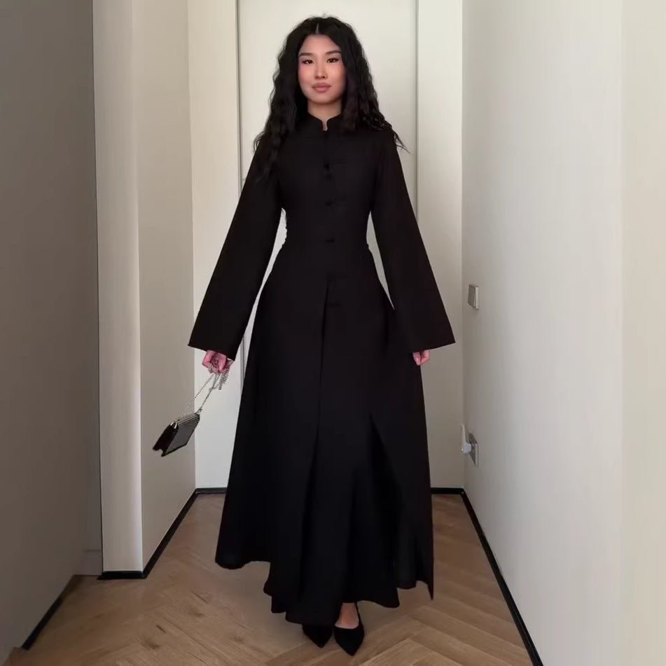 Chinese Frog Button Stand Collar Top & Wide-Leg Maxi Skirt Co-ord Set(MS483) La Vie Bien Chinese Frog Button Stand Collar Top & Wide-Leg Maxi Skirt Co-ord Set(MS483)